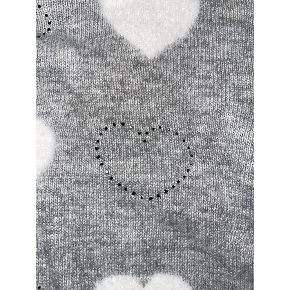 Mayoral Glitter & Fuzzy Hearts‎ Ruffle Sweater Gray Toddler Little Girl Size 5